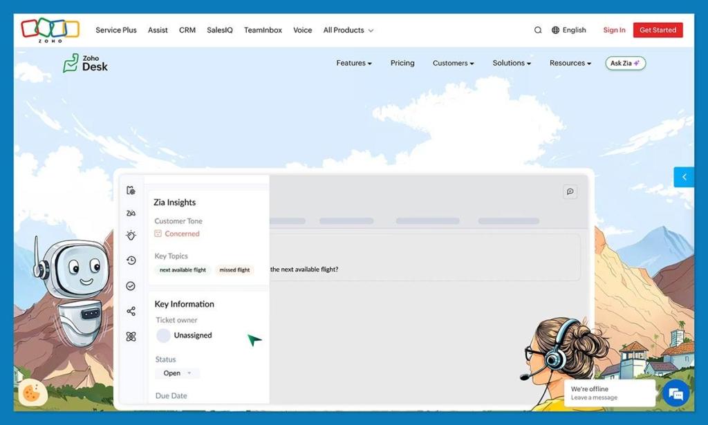 zoho desk homepage