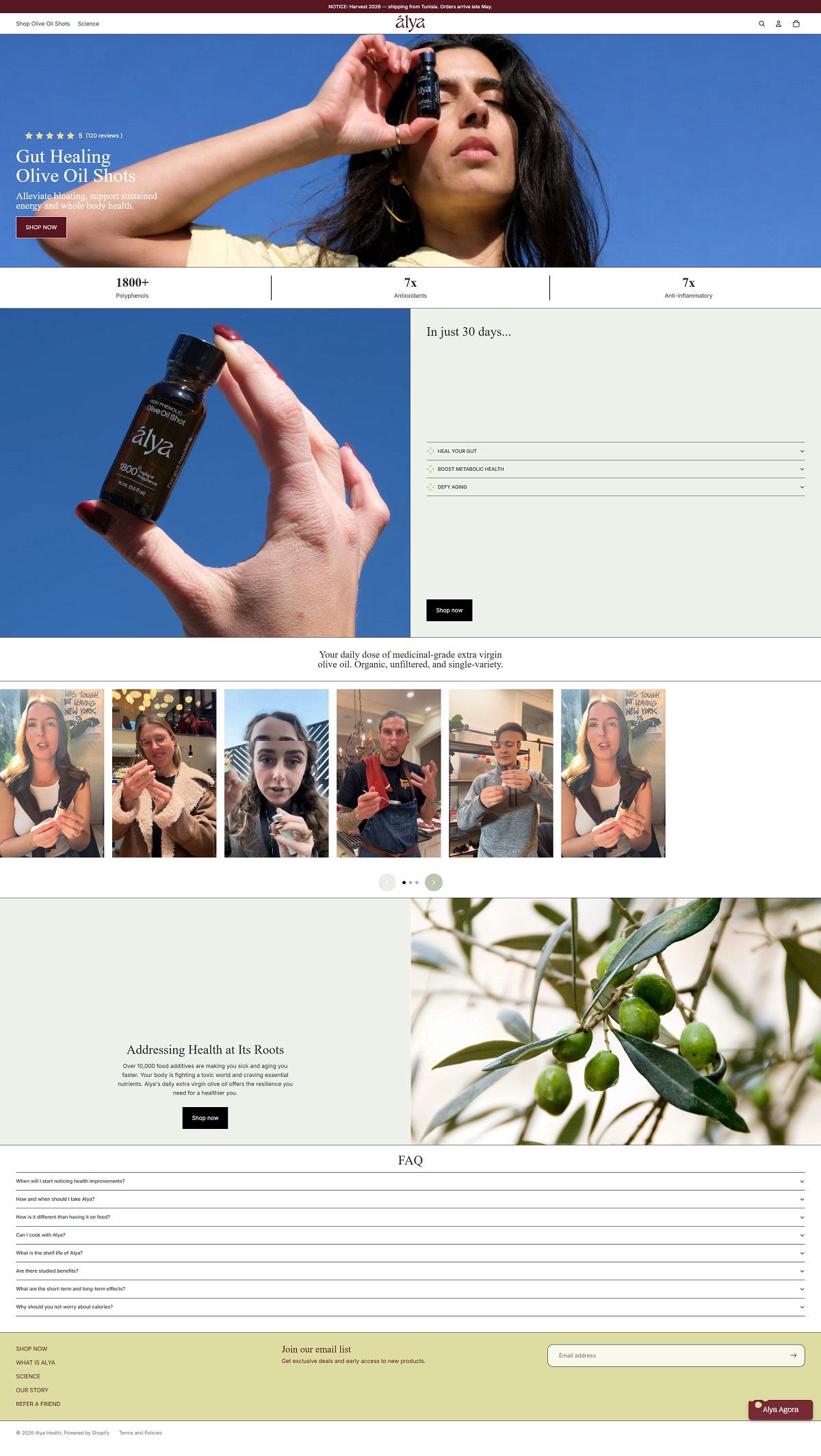 eCommerce website: Alya Health