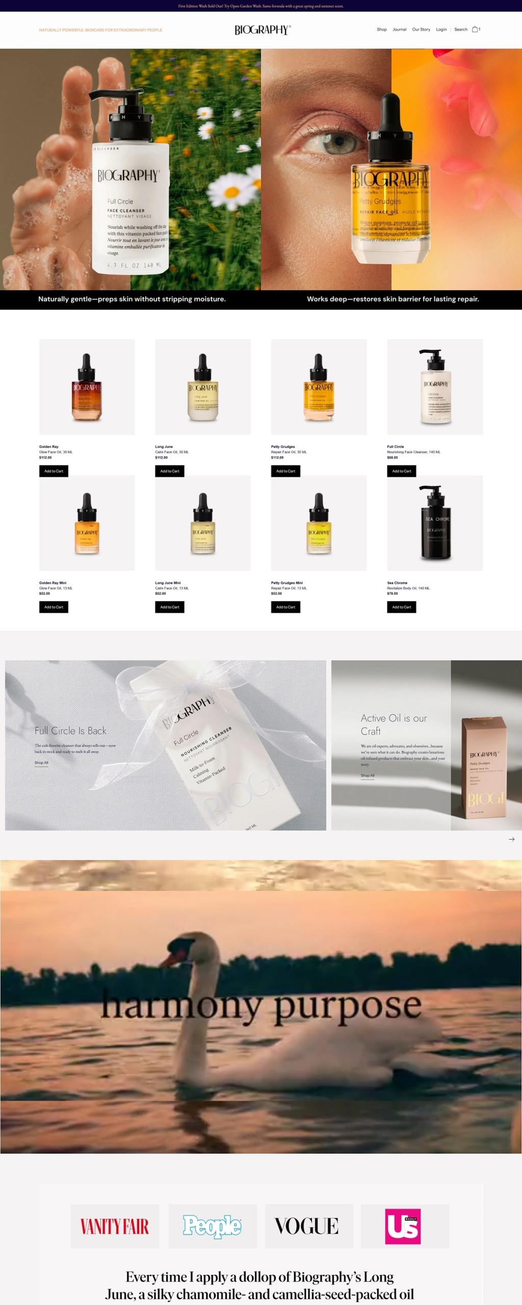 eCommerce website: Biography