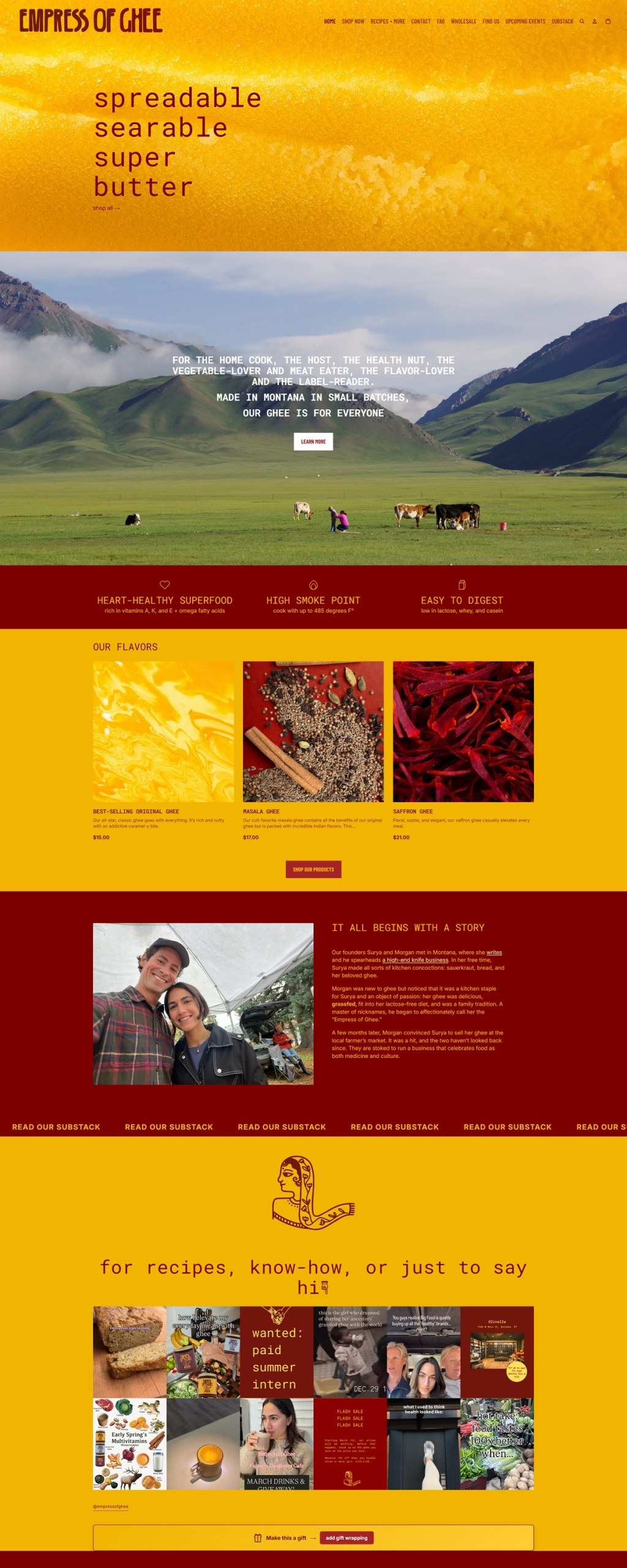 eCommerce website: Empress of Ghee