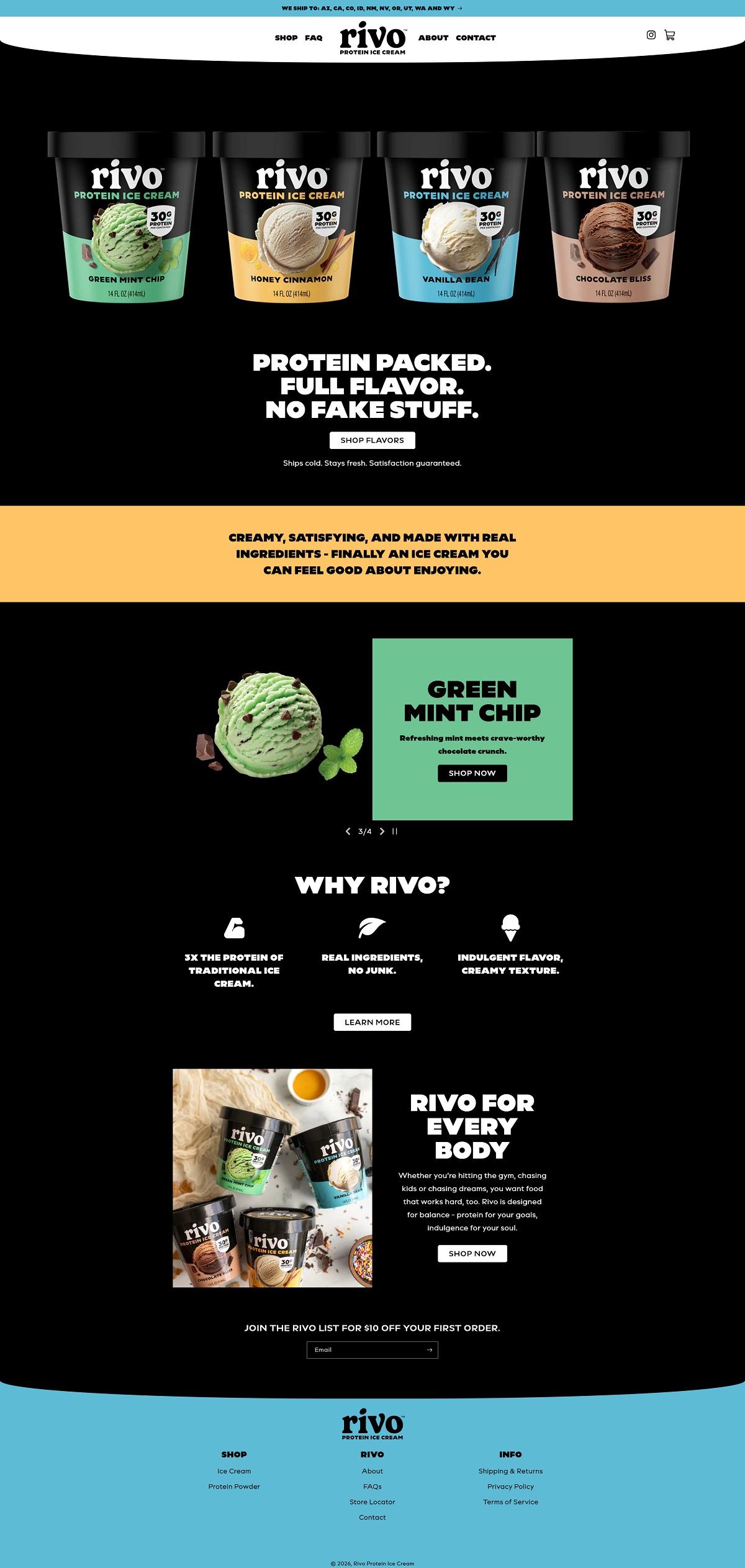 eCommerce website: Rivo Protein Ice Cream