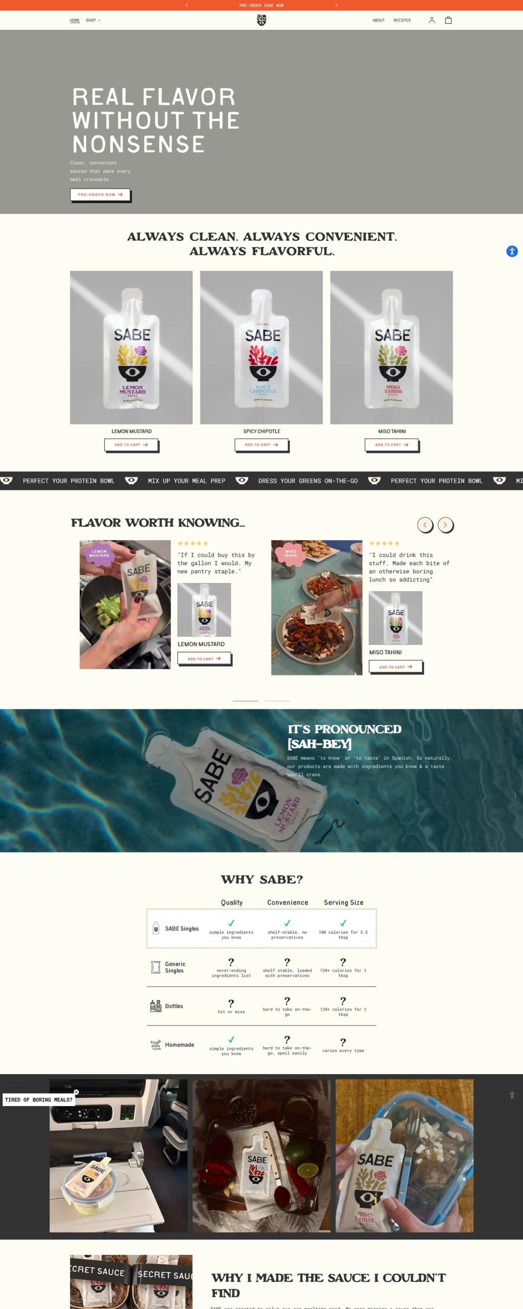eCommerce website: SABE Sauce