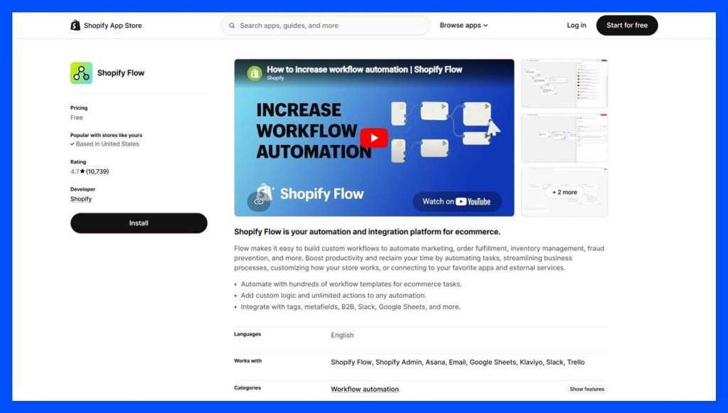 Shopify Flow homepage