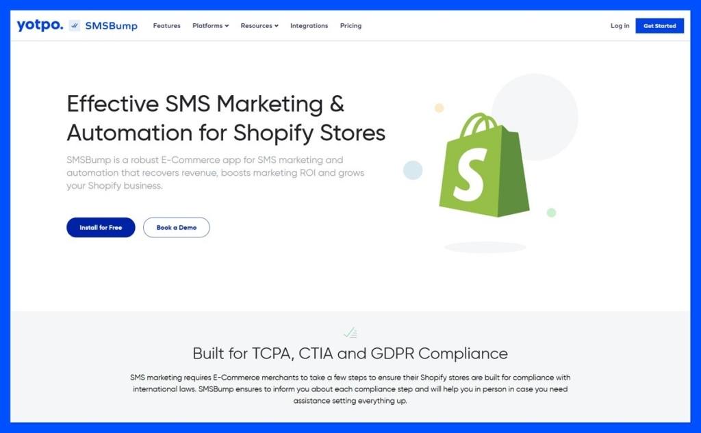 SMSBump homepage