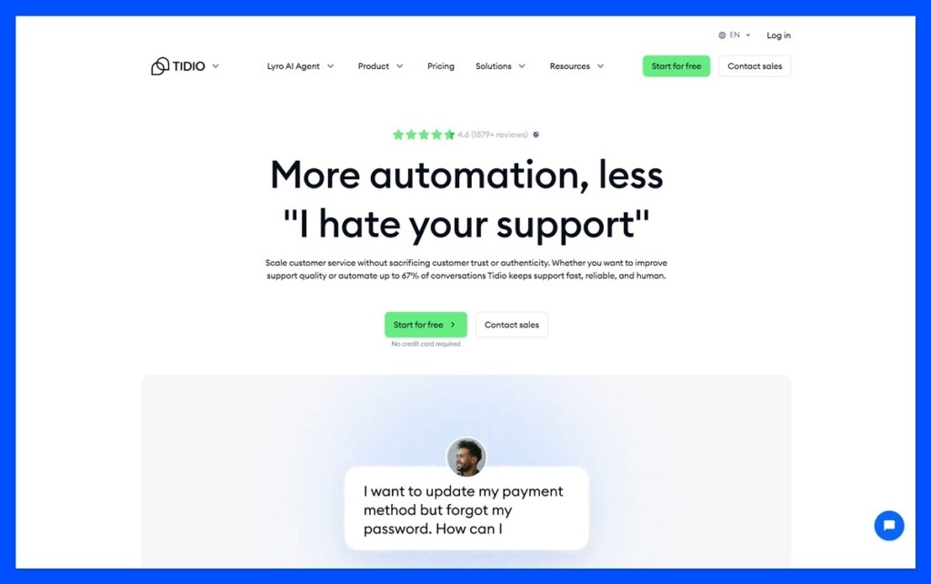 tidio homepage