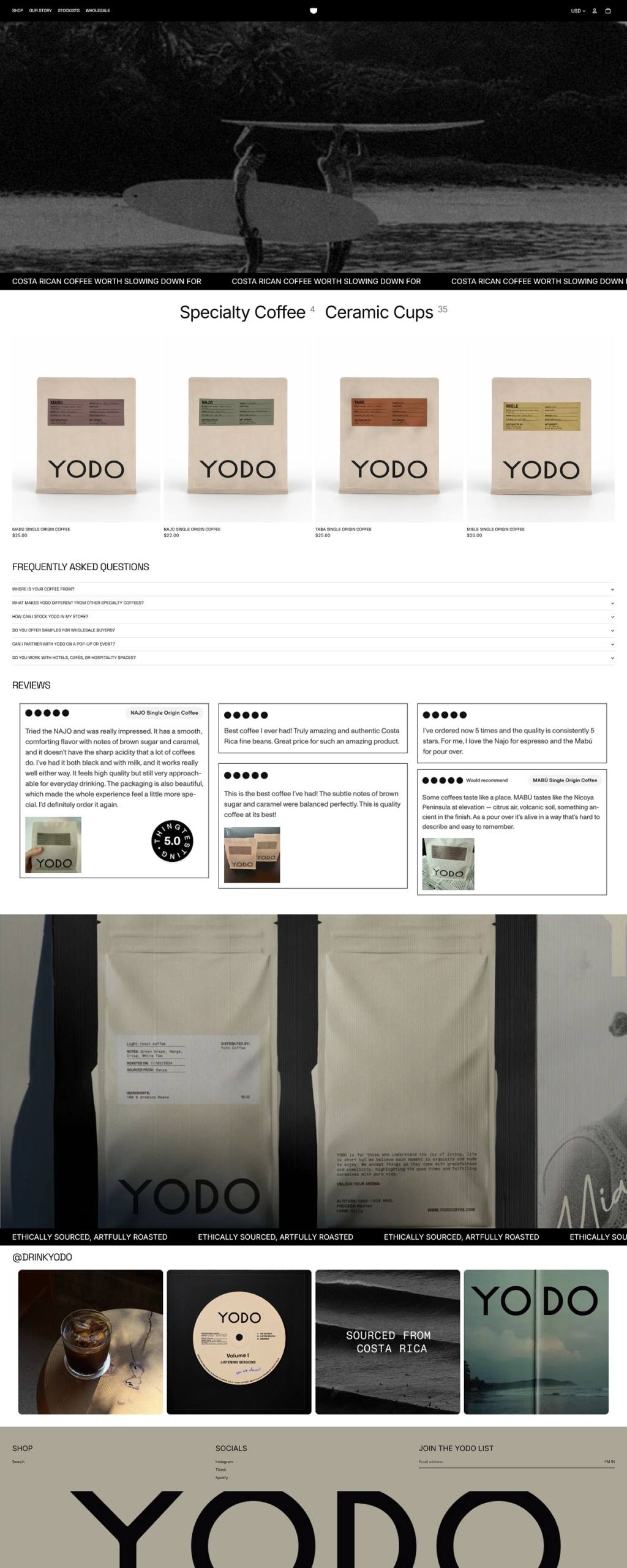 eCommerce website: Yodo Coffee