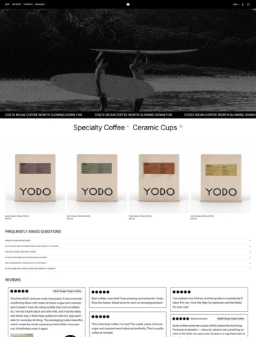 eCommerce website: Yodo Coffee