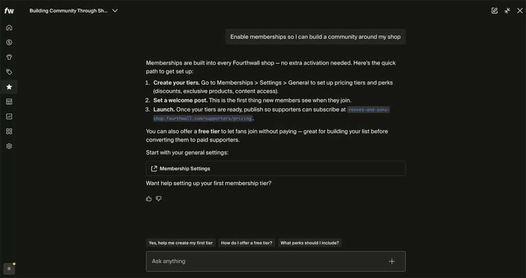 fourthwall ask eli ai assistant