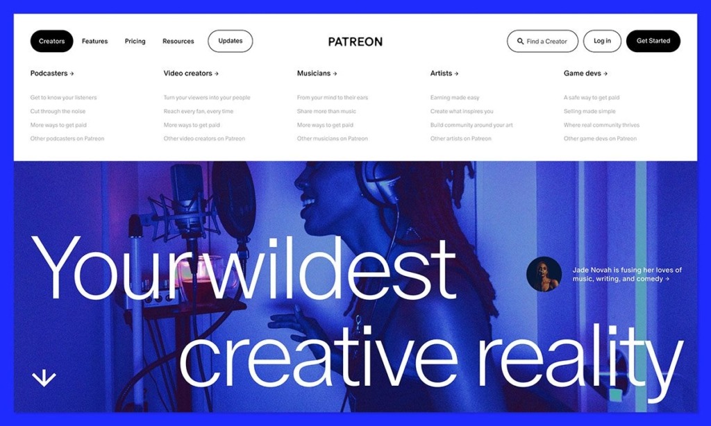 patreon homepage
