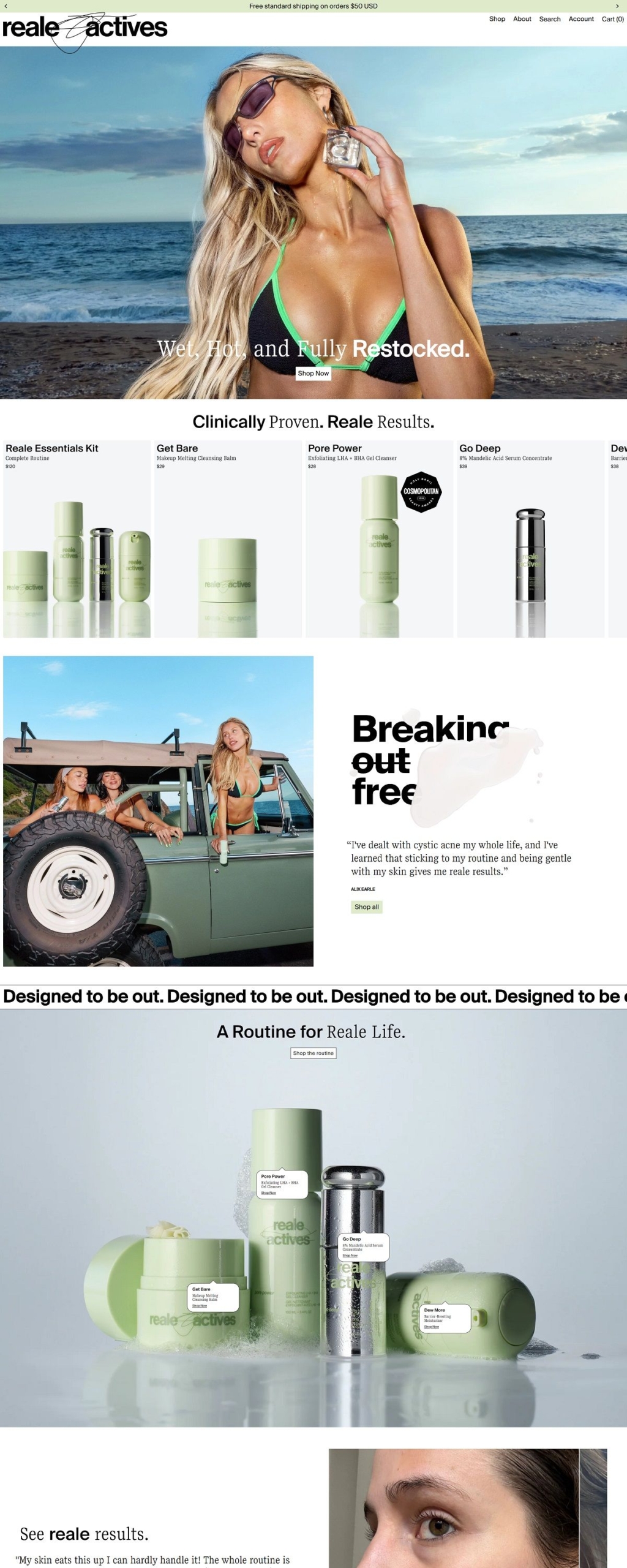 eCommerce website: Reale Actives