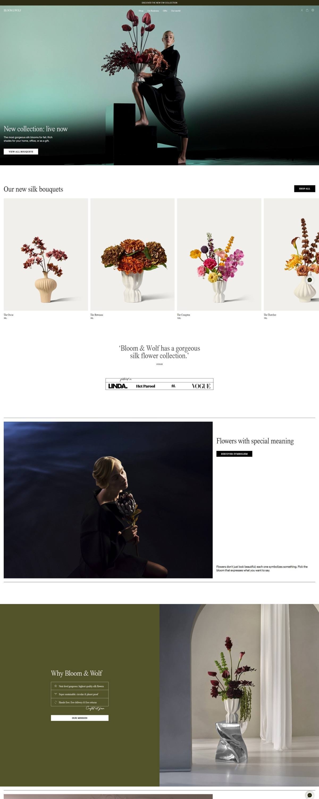 eCommerce website: Bloom & Wolf