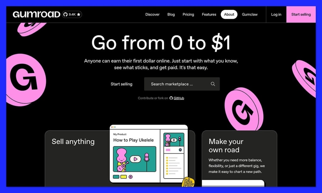 gumroad homepage