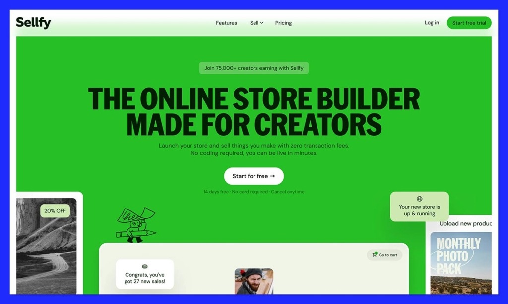 sellfy homepage
