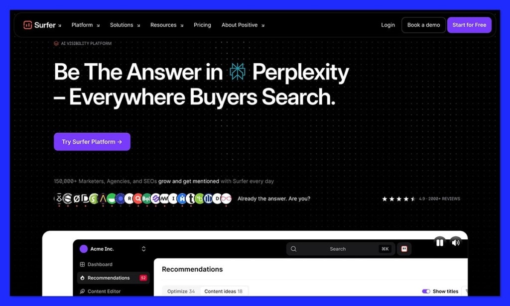 surfer seo homepage
