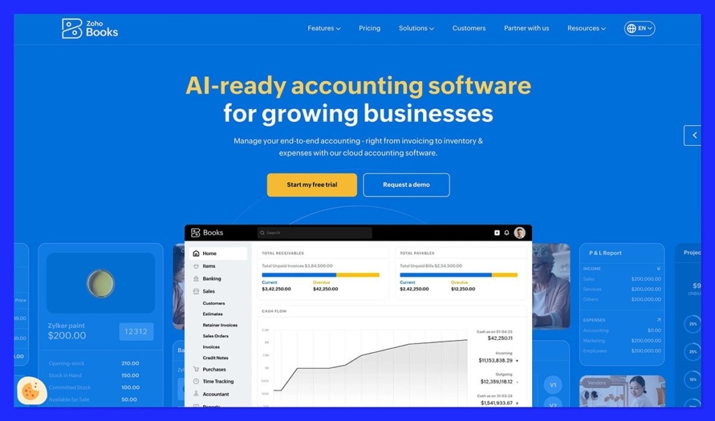 zoho books homepage