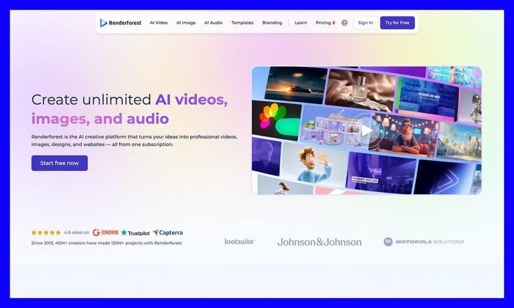 Renderforest homepage
