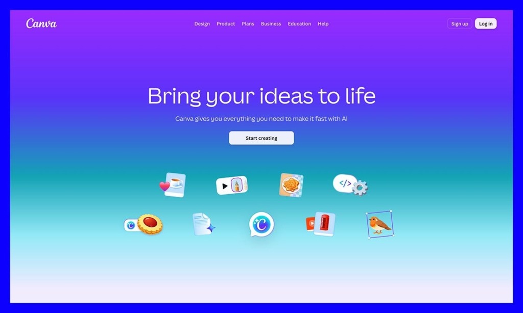canva homepage