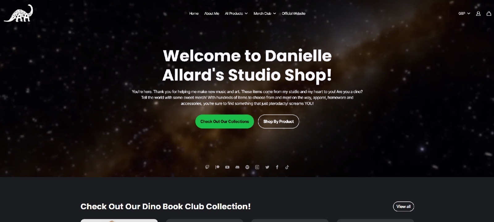 Danielle Allard Fourthwall store homepage
