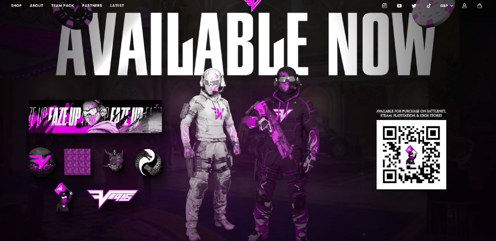 FaZe Vegas Fourthwall store homepage