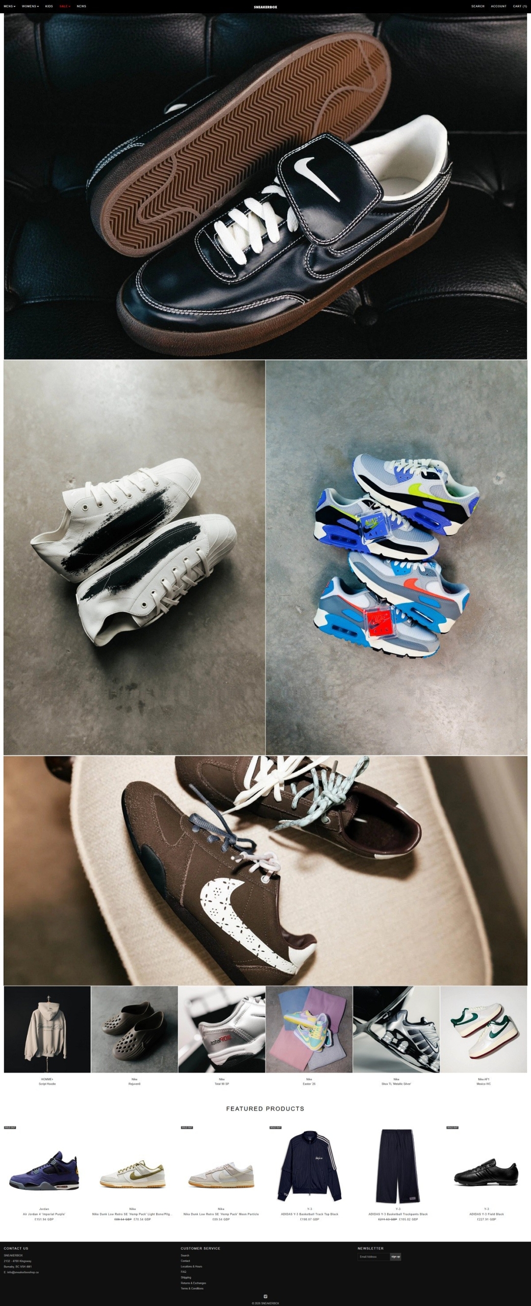 eCommerce website: Sneakerbox