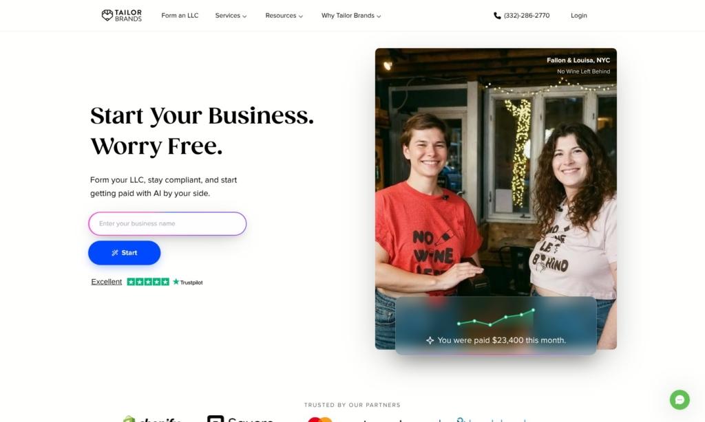 tailor brands homepage