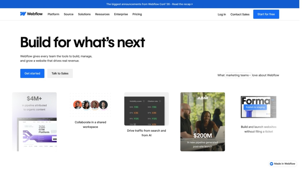Webflow homepage