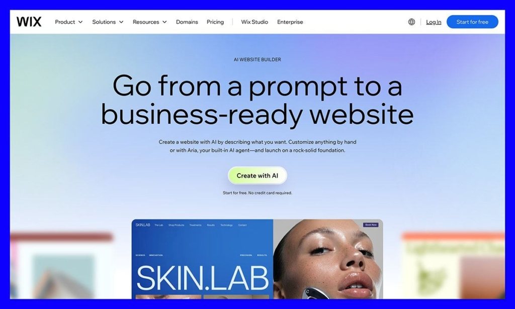 wix ai website builder homepage